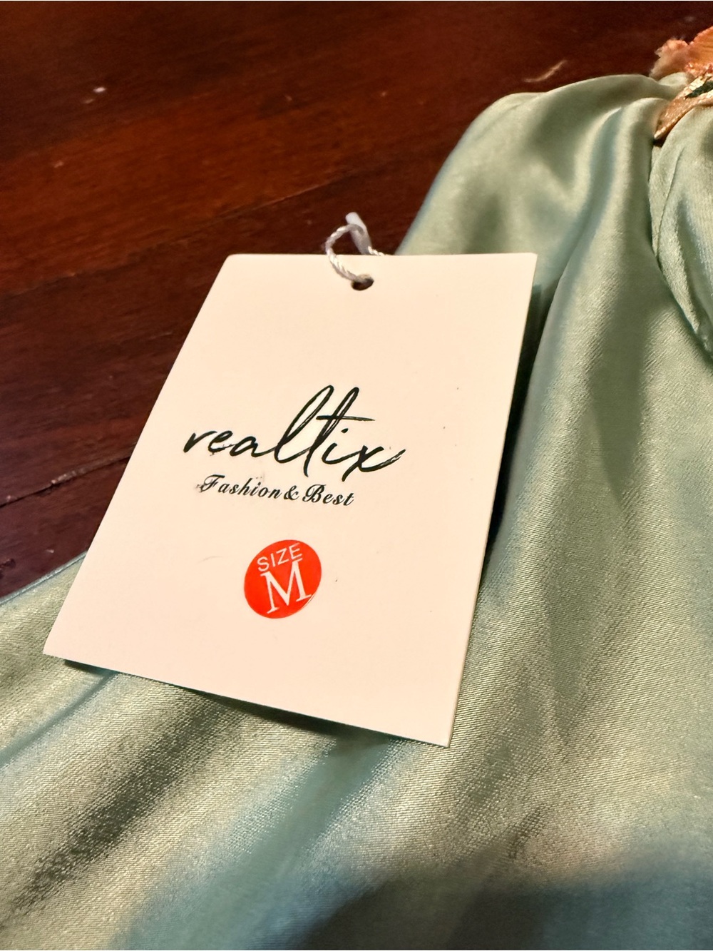 NWT Realtix Sage Green Floral-Accent Maxi Slip Dress Size M - Picture 6 of 8
